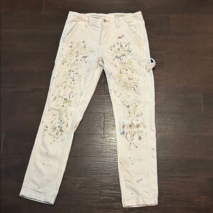 White Paint-Splatter Jeans